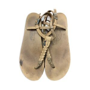 EUC Rainbow Braided Leather T-Strap Sandals / Size 8